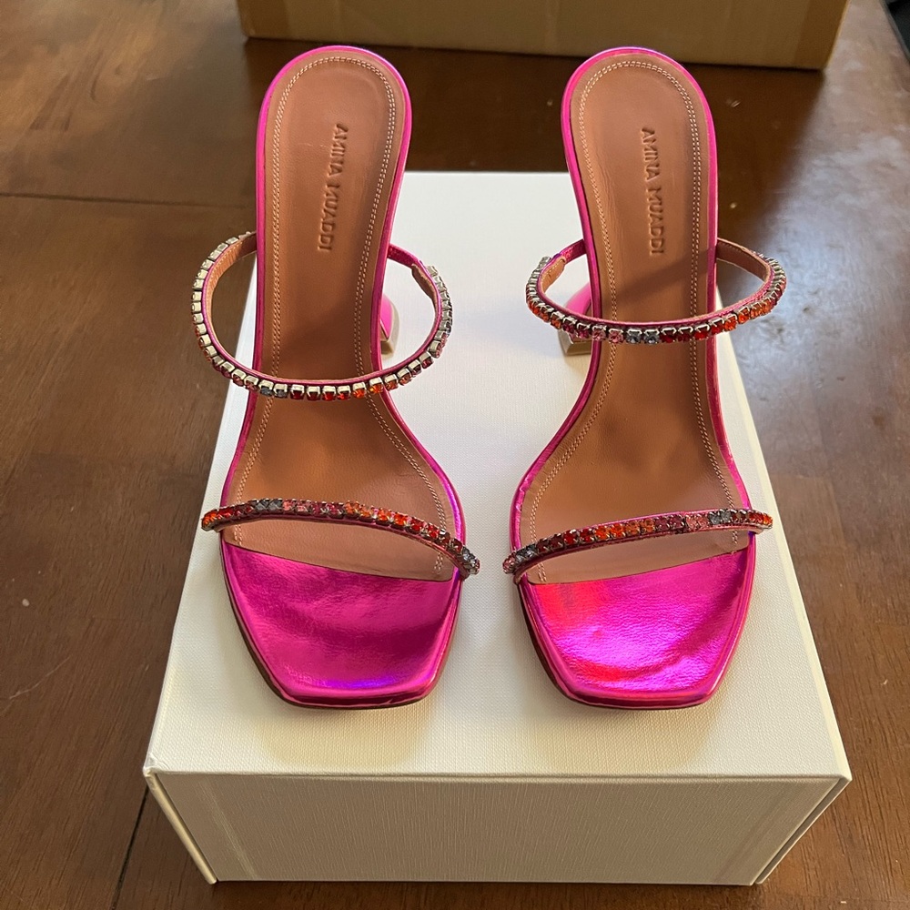 New Amina Muaddi Gilda Slipper in Fuchsia